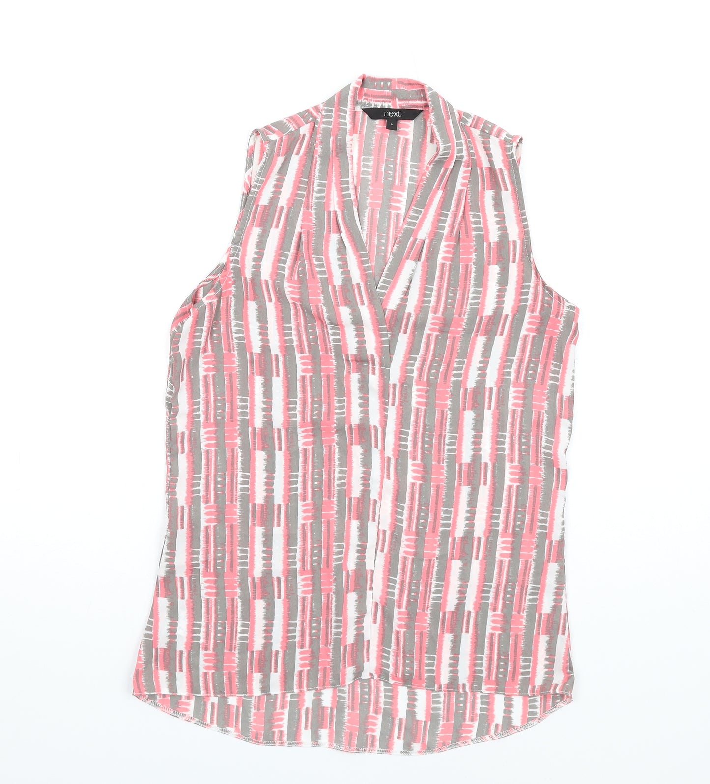 NEXT Womens Multicoloured Geometric Polyester Basic Blouse Size 6 V-Neck