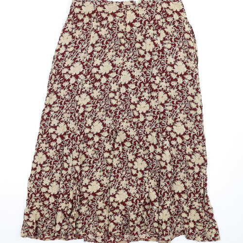 Bianca Womens Red Geometric Viscose A-Line Skirt Size 10 Zip