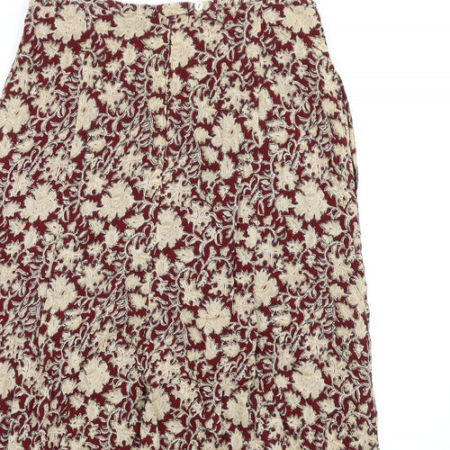Bianca Womens Red Geometric Viscose A-Line Skirt Size 10 Zip