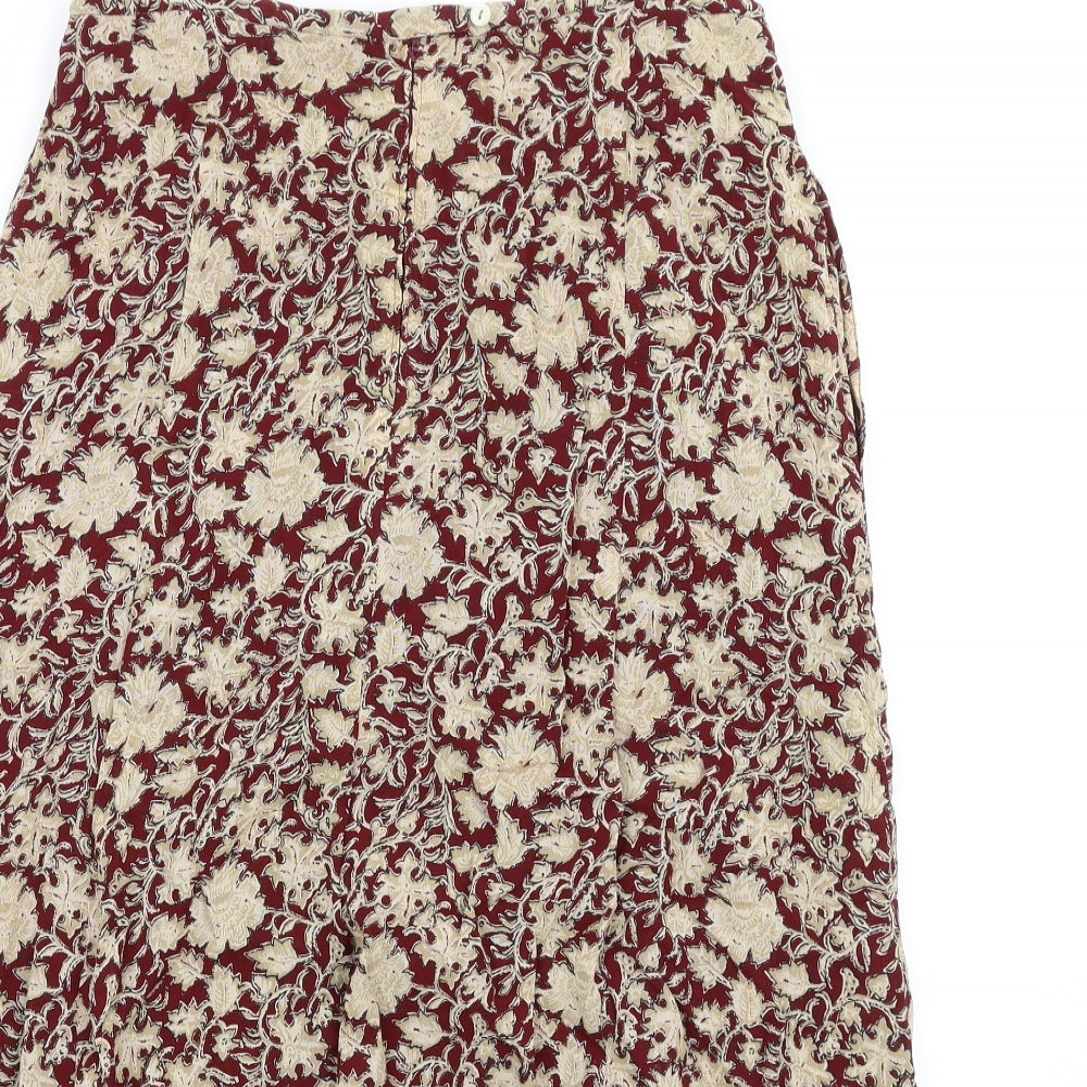 Bianca Womens Red Geometric Viscose A-Line Skirt Size 10 Zip