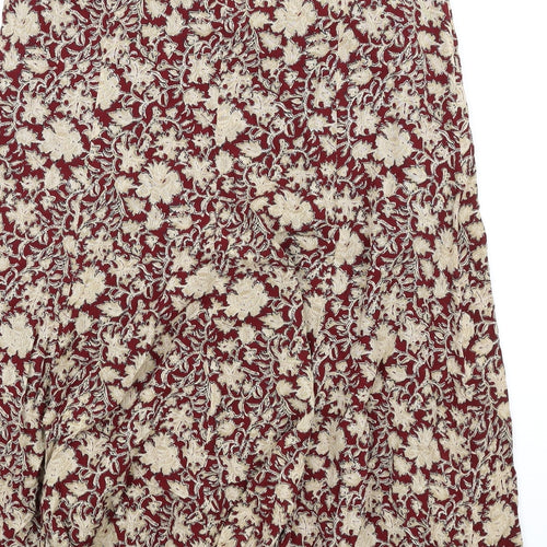 Bianca Womens Red Geometric Viscose A-Line Skirt Size 10 Zip