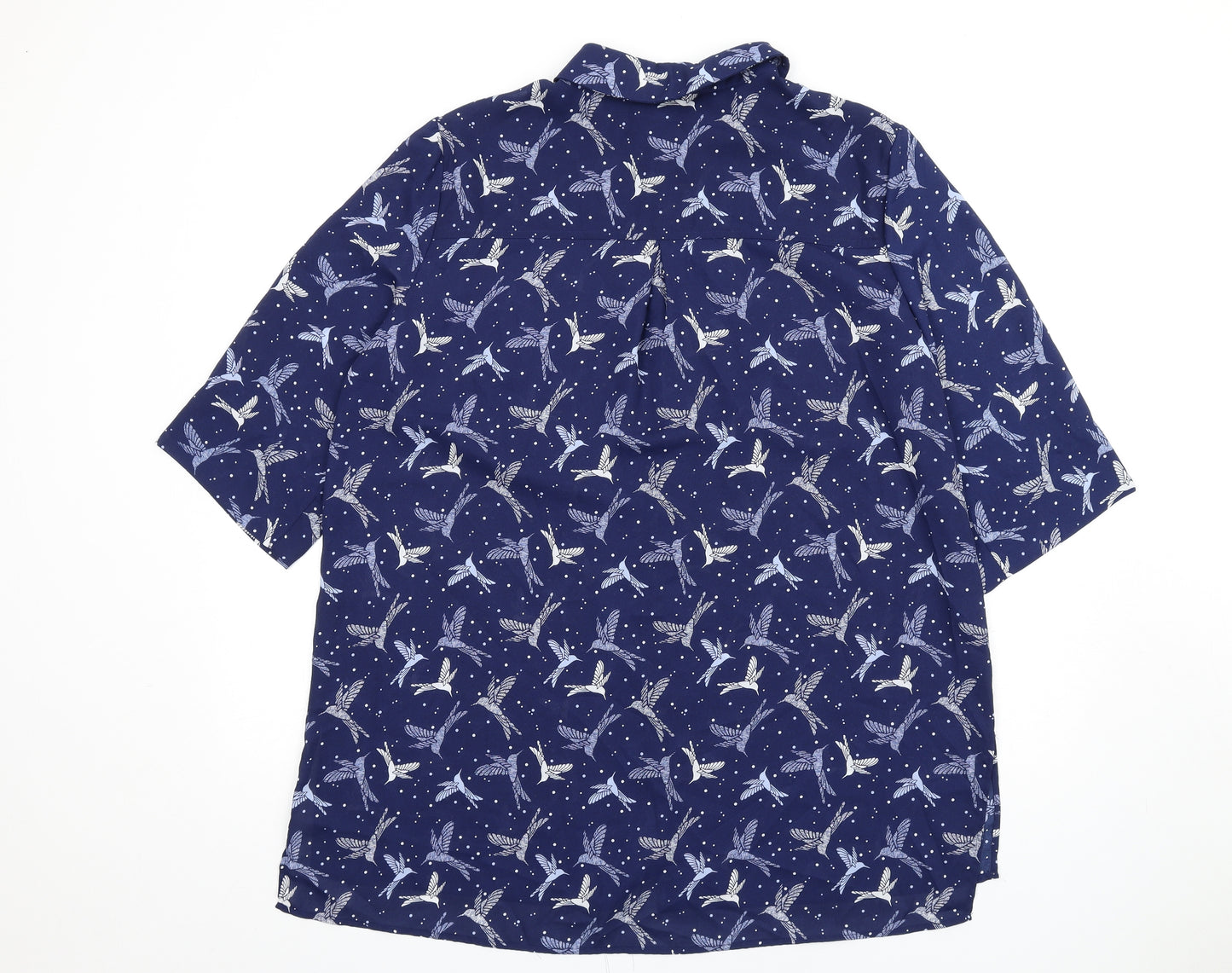M&Co Womens Blue Geometric Polyester Shirt Dress Size 18 Collared Button - Birds