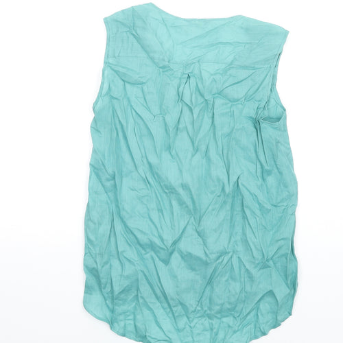 Marks and Spencer Womens Blue Ramie Basic Tank Size 12 V-Neck