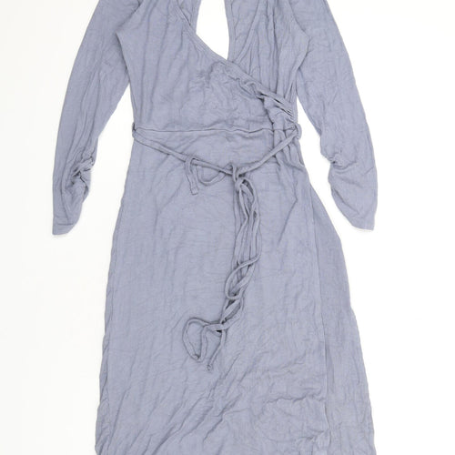 Topshop Womens Blue Viscose A-Line Size 10 V-Neck Pullover