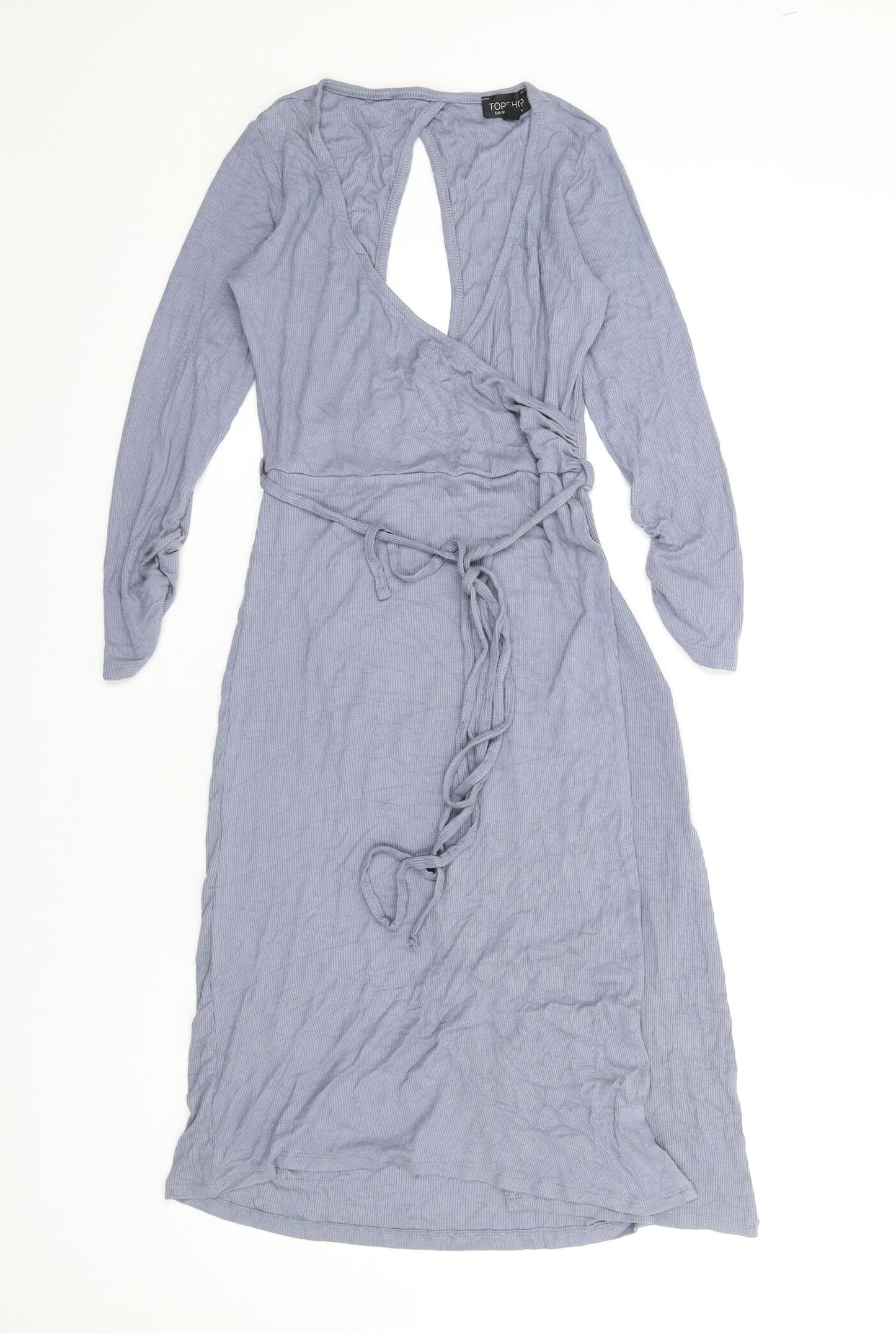 Topshop Womens Blue Viscose A-Line Size 10 V-Neck Pullover