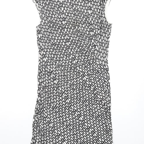 M&Co Womens Black Geometric Viscose Mini Size 16 Roll Neck Pullover
