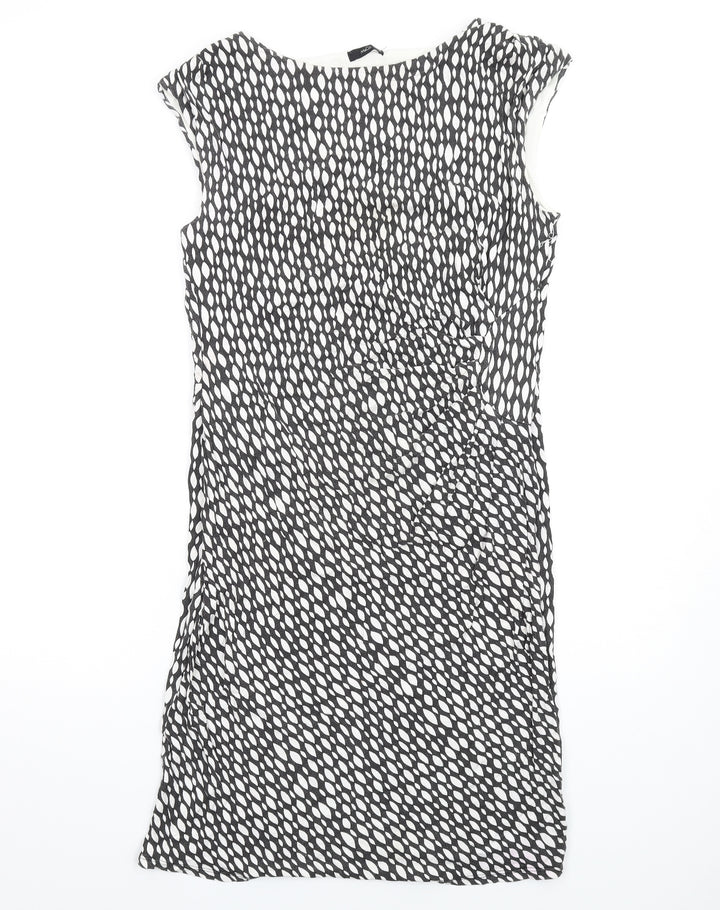 M&Co Womens Black Geometric Viscose Mini Size 16 Roll Neck Pullover