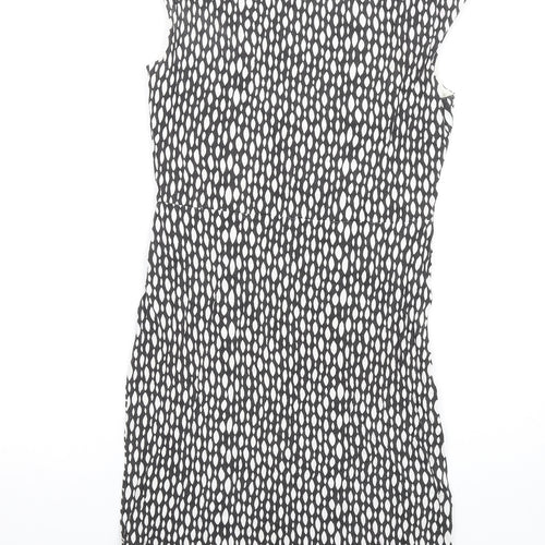 M&Co Womens Black Geometric Viscose Mini Size 16 Roll Neck Pullover