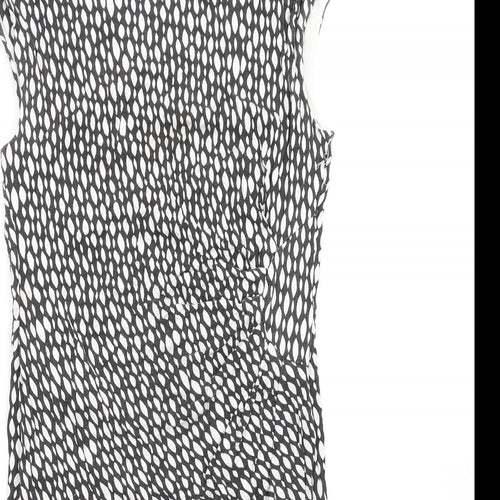 M&Co Womens Black Geometric Viscose Mini Size 16 Roll Neck Pullover