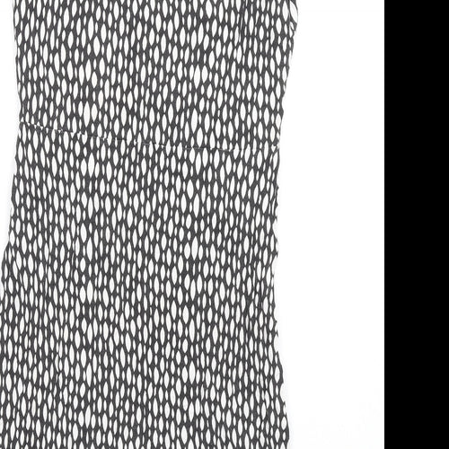 M&Co Womens Black Geometric Viscose Mini Size 16 Roll Neck Pullover