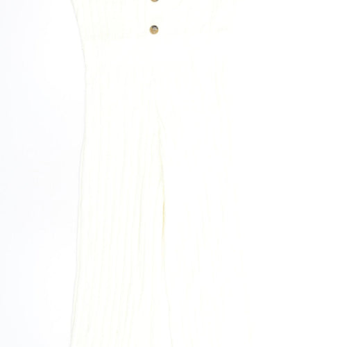 PRETTYLITTLETHING Womens Ivory Acrylic Jumpsuit One-Piece Size S L30 in Pullover