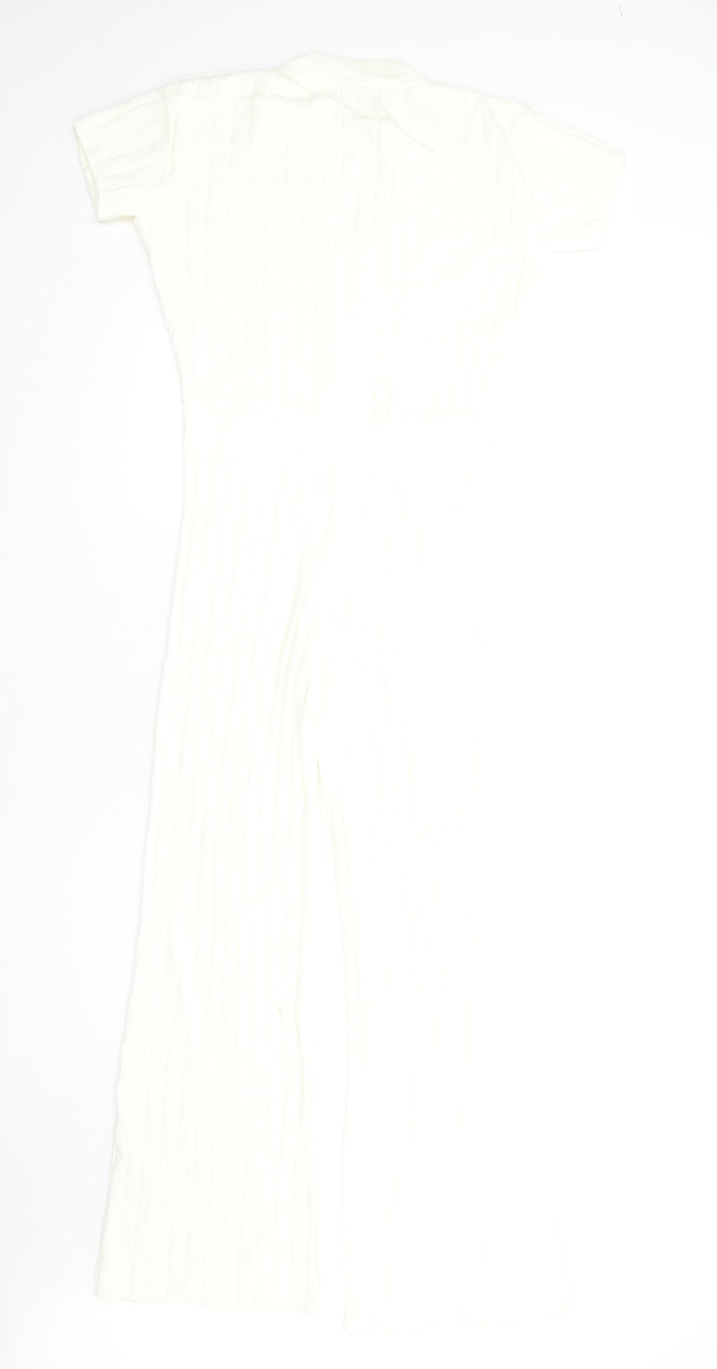 PRETTYLITTLETHING Womens Ivory Acrylic Jumpsuit One-Piece Size S L30 in Pullover