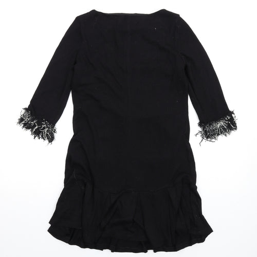 festa Womens Black Polyester A-Line Size 10 Round Neck Pullover