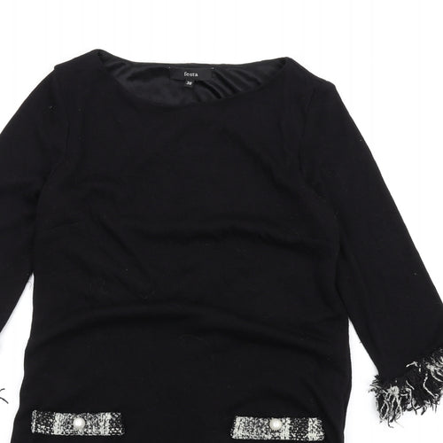 festa Womens Black Polyester A-Line Size 10 Round Neck Pullover