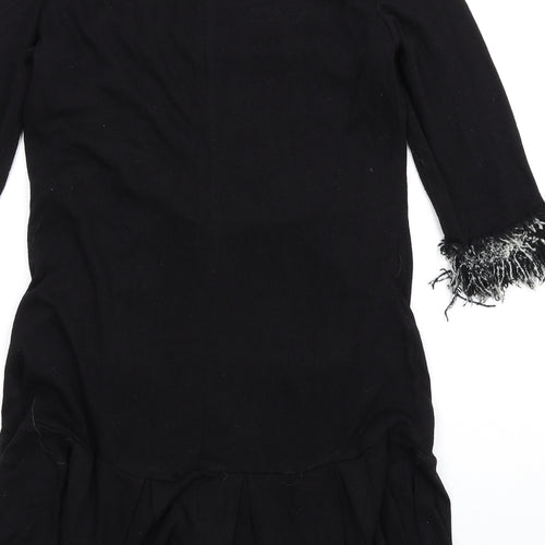 festa Womens Black Polyester A-Line Size 10 Round Neck Pullover