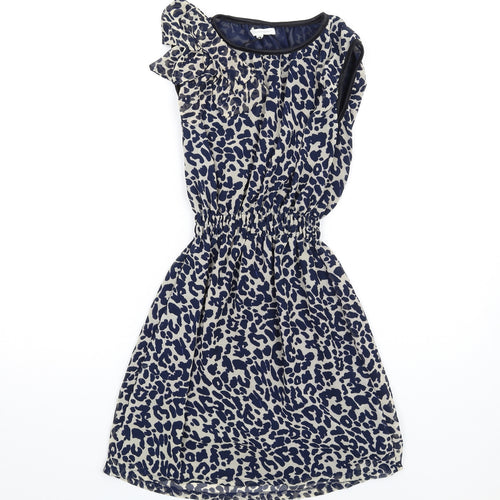 Glamorous Womens Blue Animal Print Polyester A-Line Size 12 Round Neck Pullover