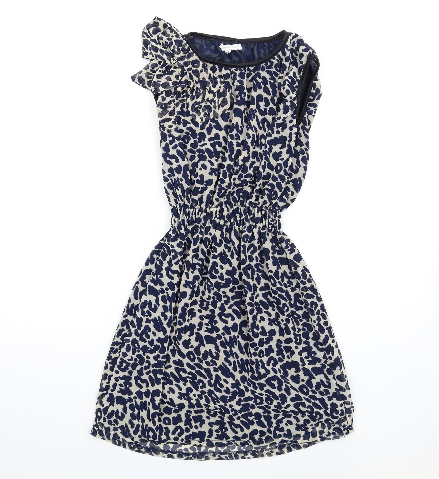Glamorous Womens Blue Animal Print Polyester A-Line Size 12 Round Neck Pullover