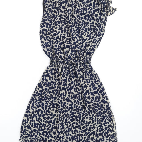 Glamorous Womens Blue Animal Print Polyester A-Line Size 12 Round Neck Pullover