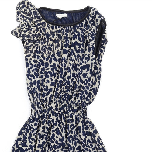 Glamorous Womens Blue Animal Print Polyester A-Line Size 12 Round Neck Pullover
