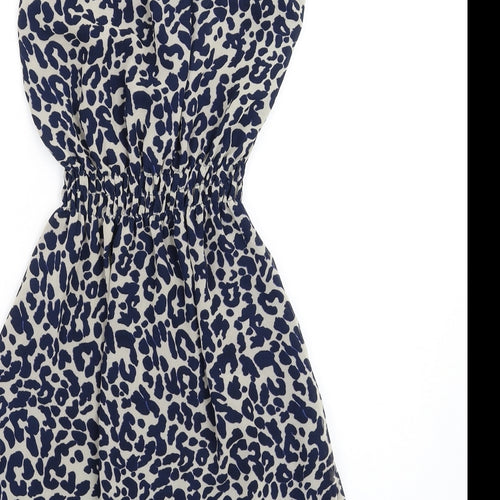 Glamorous Womens Blue Animal Print Polyester A-Line Size 12 Round Neck Pullover