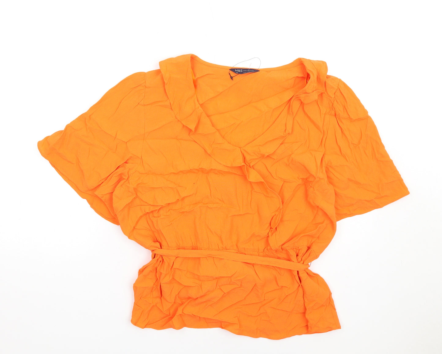 Marks and Spencer Womens Orange Viscose Basic Blouse Size 20 V-Neck