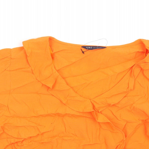 Marks and Spencer Womens Orange Viscose Basic Blouse Size 20 V-Neck