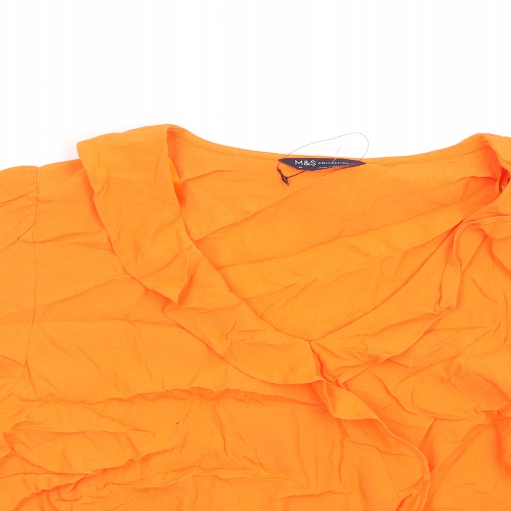 Marks and Spencer Womens Orange Viscose Basic Blouse Size 20 V-Neck