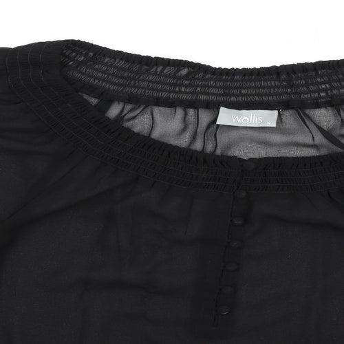 Wallis Womens Black Polyester Basic Blouse Size M Scoop Neck