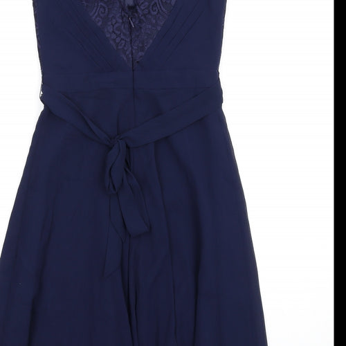 Monsoon Womens Blue Nylon A-Line Size 8 V-Neck Zip
