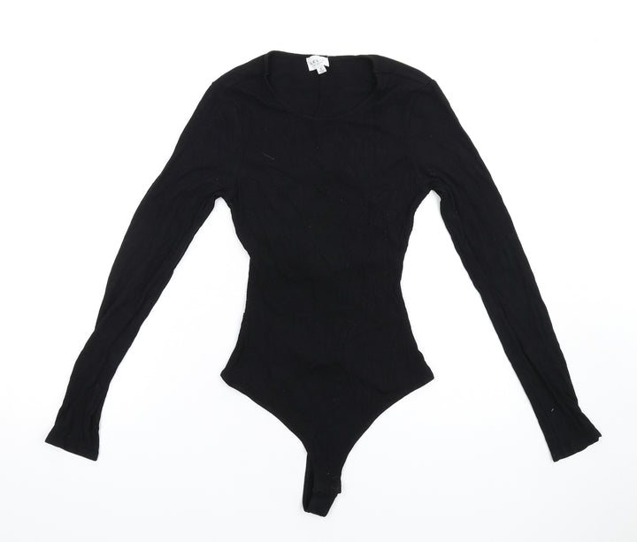 Lelis Womens Black Vinyl Bodysuit One-Piece Size S Snap