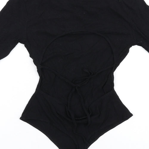 Lelis Womens Black Vinyl Bodysuit One-Piece Size S Snap
