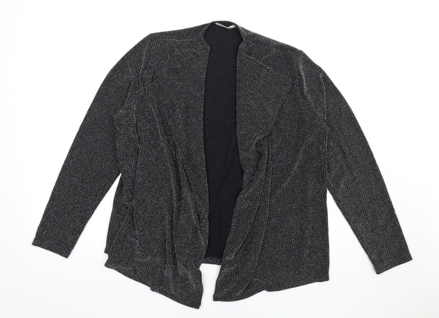 Classic Womens Black Polyamide Kimono T-Shirt Size 16 V-Neck