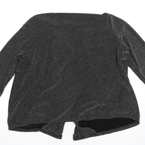 Classic Womens Black Polyamide Kimono T-Shirt Size 16 V-Neck