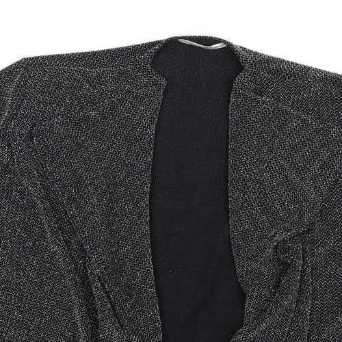 Classic Womens Black Polyamide Kimono T-Shirt Size 16 V-Neck