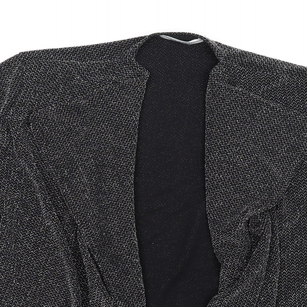 Classic Womens Black Polyamide Kimono T-Shirt Size 16 V-Neck