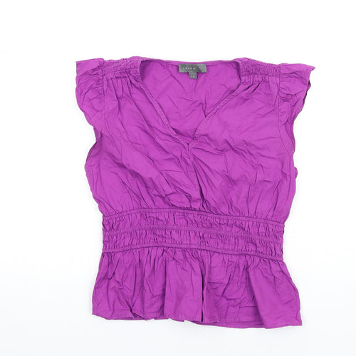 Love&.... Womens Purple Cotton Basic T-Shirt Size 10 Collared