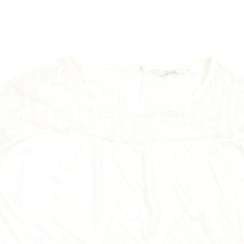 NEXT Womens Ivory Cotton Basic T-Shirt Size 14 One Shoulder
