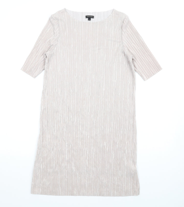 River Island Womens Beige Polyester T-Shirt Dress Size 8 Round Neck Pullover