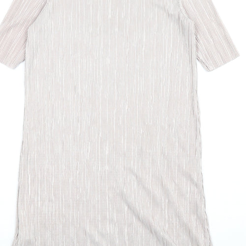 River Island Womens Beige Polyester T-Shirt Dress Size 8 Round Neck Pullover
