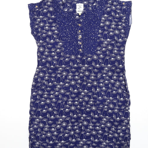 MANTARAY PRODUCTS Womens Blue Geometric Viscose A-Line Size 14 V-Neck Pullover