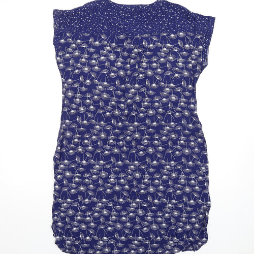 MANTARAY PRODUCTS Womens Blue Geometric Viscose A-Line Size 14 V-Neck Pullover