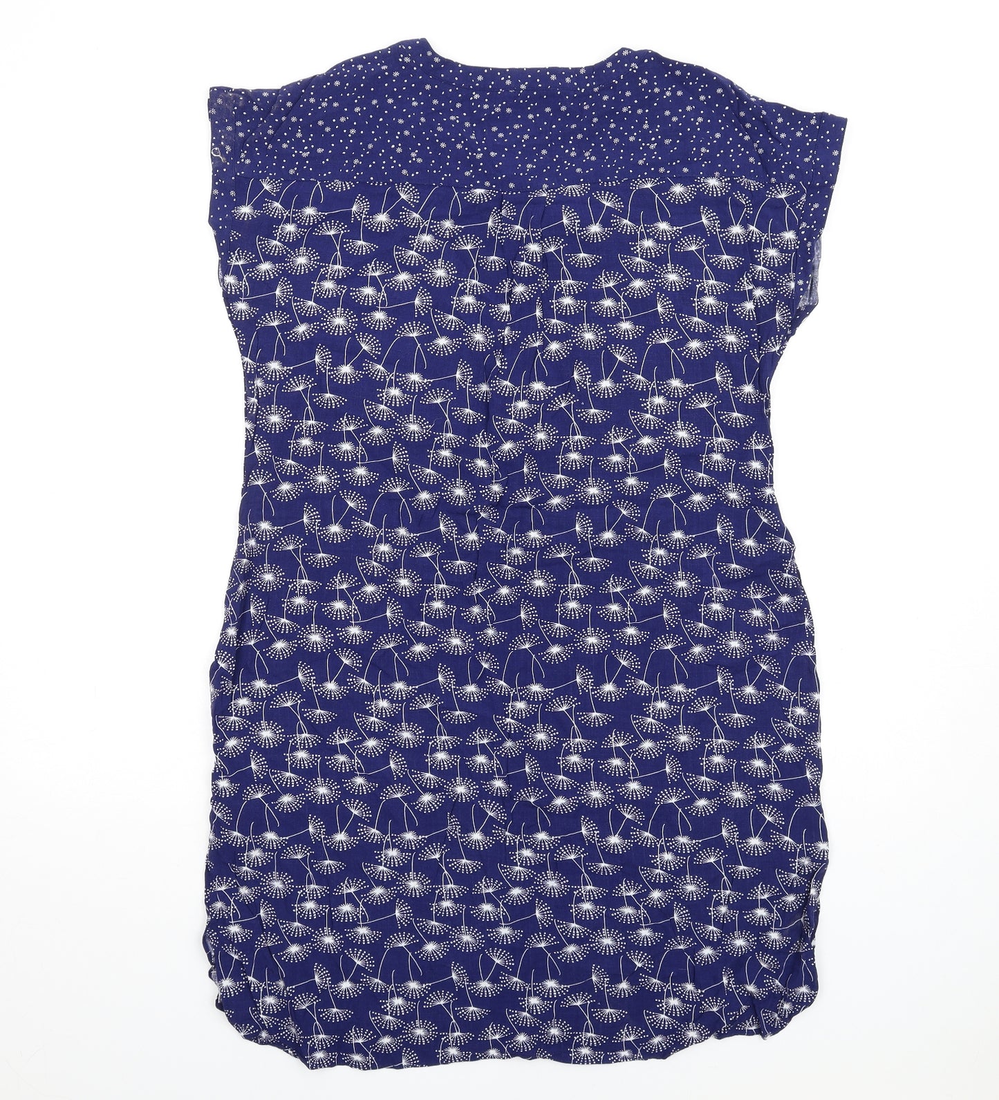 MANTARAY PRODUCTS Womens Blue Geometric Viscose A-Line Size 14 V-Neck Pullover