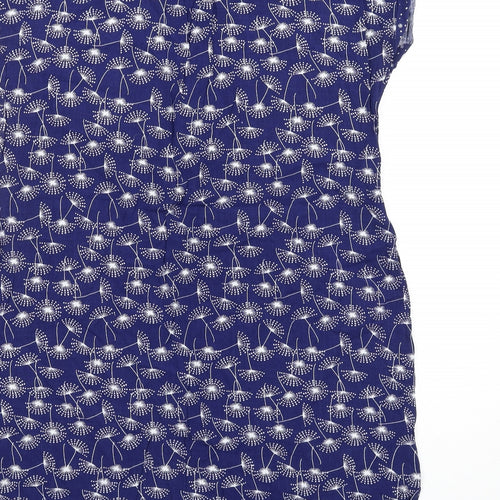 MANTARAY PRODUCTS Womens Blue Geometric Viscose A-Line Size 14 V-Neck Pullover