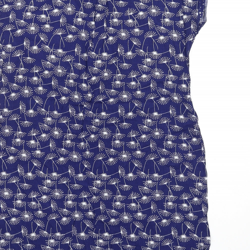 MANTARAY PRODUCTS Womens Blue Geometric Viscose A-Line Size 14 V-Neck Pullover