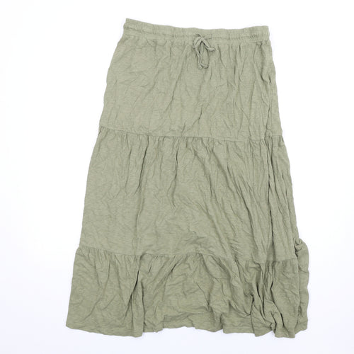Marks and Spencer Womens Green Cotton A-Line Skirt Size 12