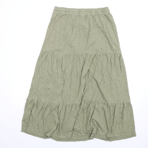 Marks and Spencer Womens Green Cotton A-Line Skirt Size 12