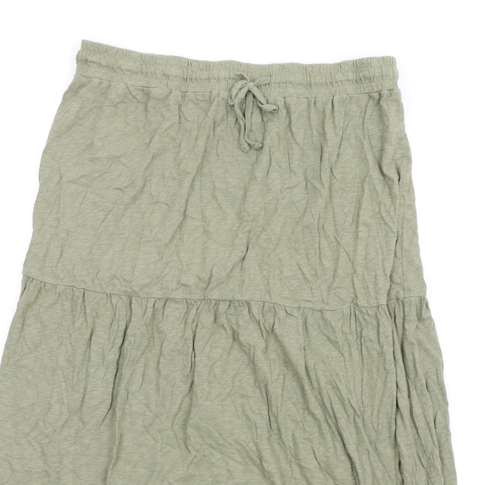 Marks and Spencer Womens Green Cotton A-Line Skirt Size 12