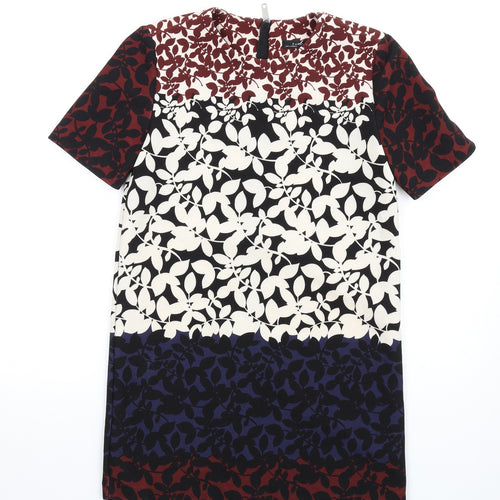 Zara Womens Multicoloured Geometric Polyester T-Shirt Dress Size S Round Neck Zip