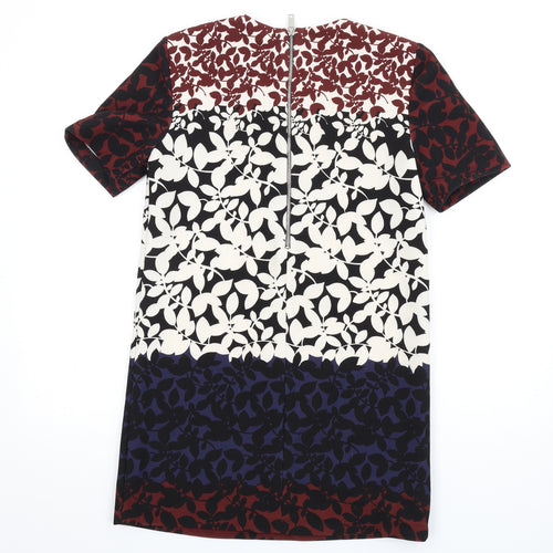 Zara Womens Multicoloured Geometric Polyester T-Shirt Dress Size S Round Neck Zip