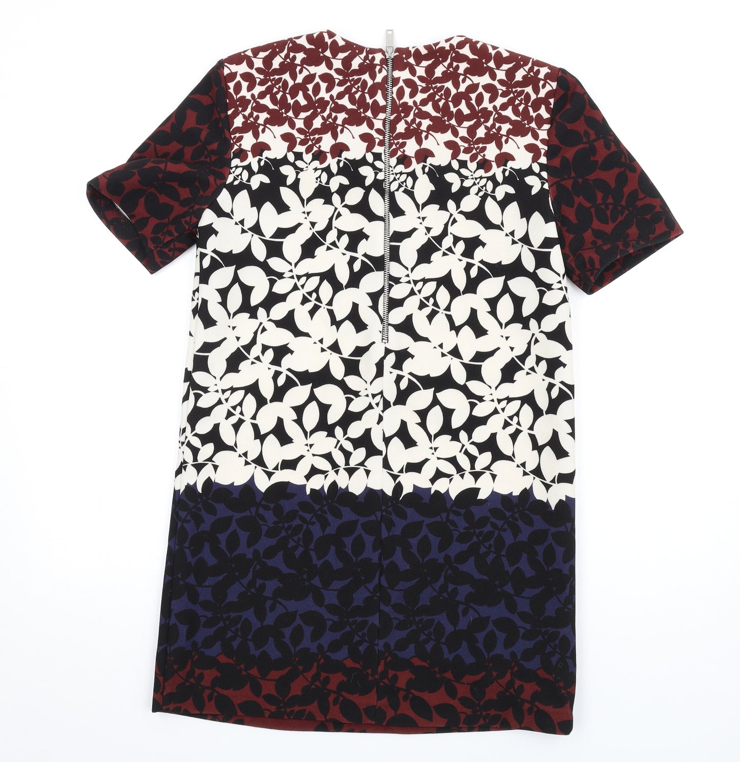 Zara Womens Multicoloured Geometric Polyester T-Shirt Dress Size S Round Neck Zip